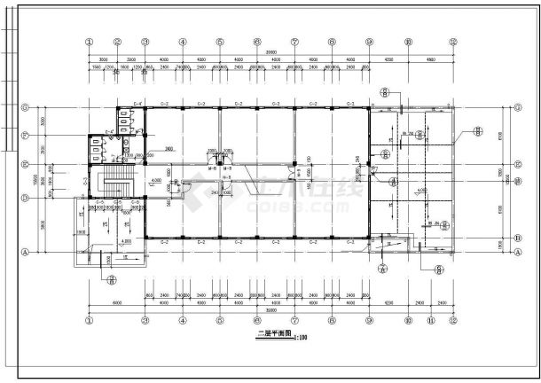 某地方公司食堂建筑施工CAD平面布置参考图-图一
