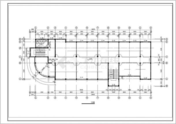 4层办公楼建筑施工图，共十三张-图二