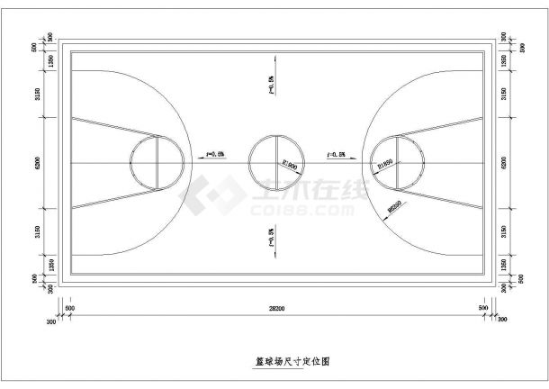 某私人运动会所篮球场CAD设计图-图一