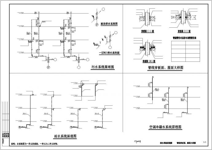 杭州某小区500平米3层砖混结构民居住宅楼全套给排水设计CAD图纸_图1