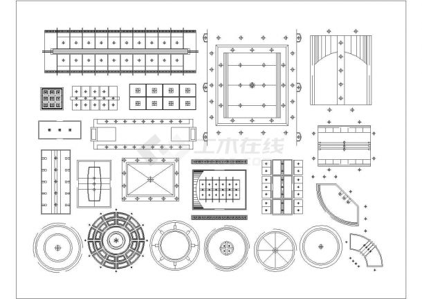 某CAD图块各式顶面施工设计大样图-图一
