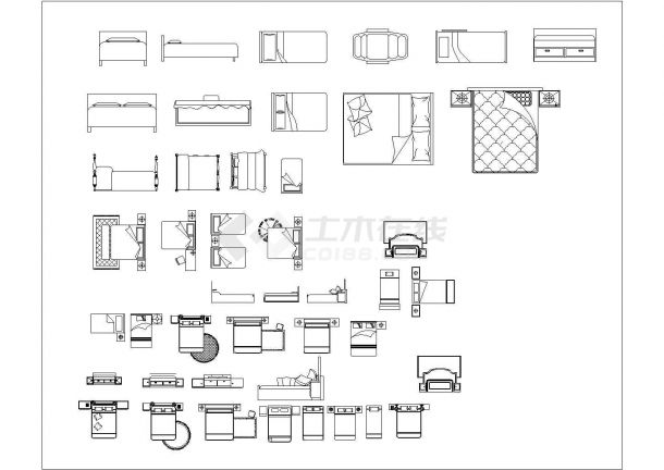 某各种床具CAD大样构造节点设计图-图一