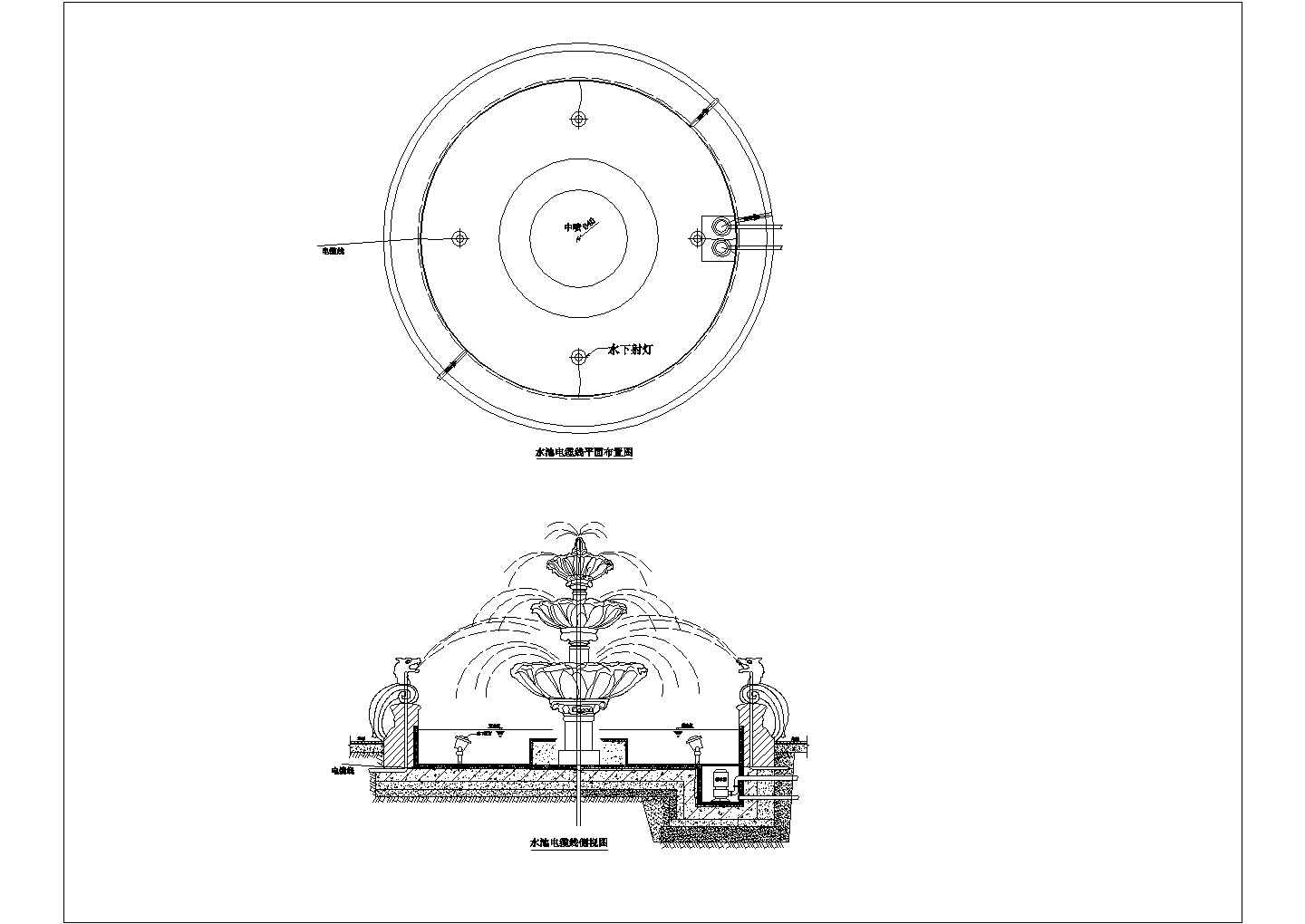 某欧式水池CAD设计完整详细施工图