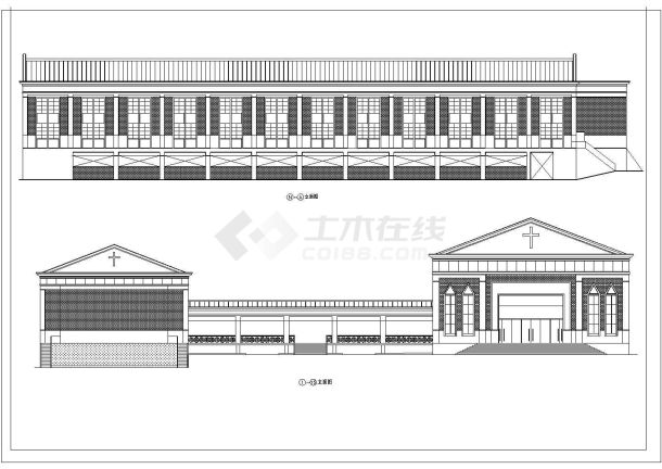 某欧式教堂CAD建筑构造设计详细方案图-图一