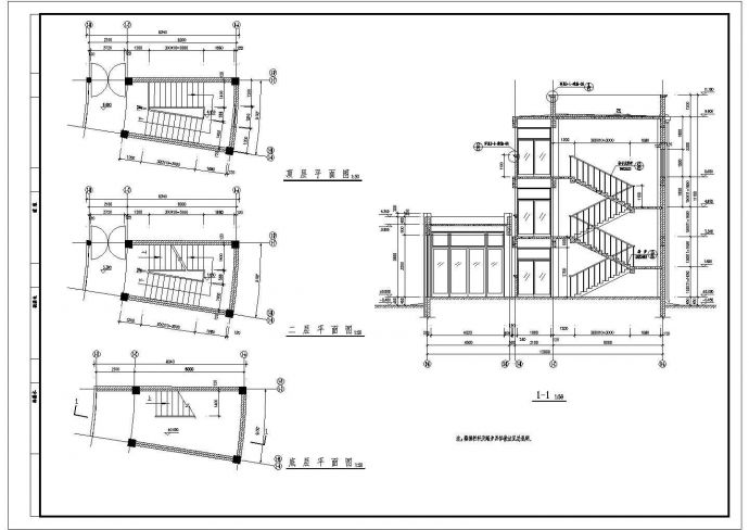 学校设计_某大学四层教学楼建筑CAD图_图1