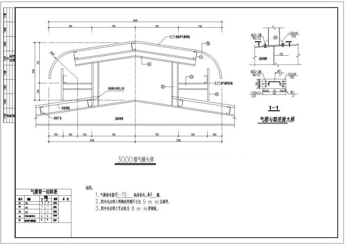 抚顺45米双跨钢结构库房施工CAD大样构造节点图_图1