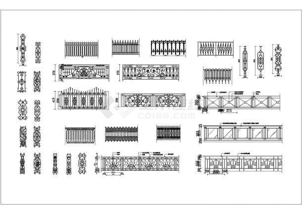 某铁艺栏杆图库CAD大样完整节点图纸-图一