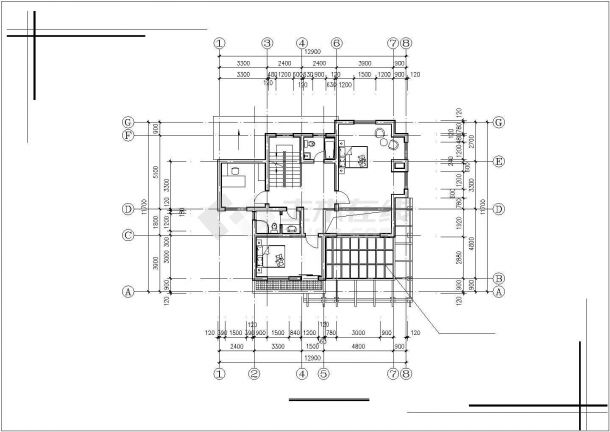 某建筑设计研究院有限公司村镇别墅设计CAD图纸-图二