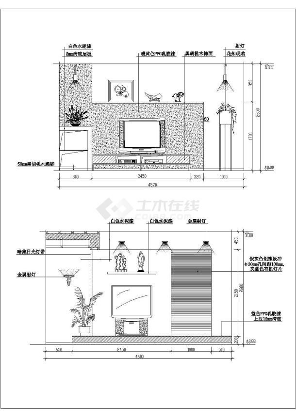 某客厅CAD节点平面施工设计图-图一