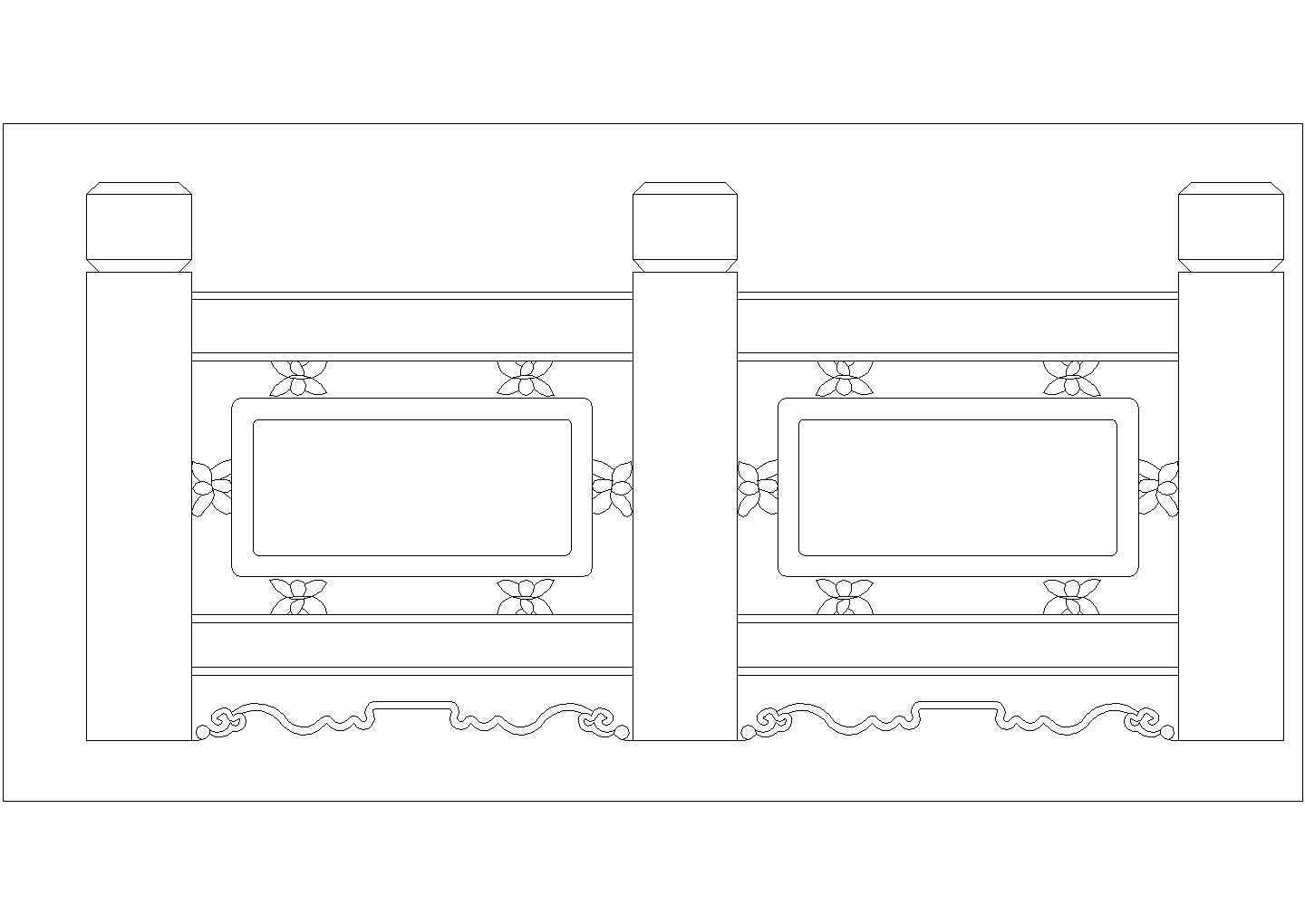 【中式常用】古建栏板大样FH11A014建筑全套cad图，含效果图