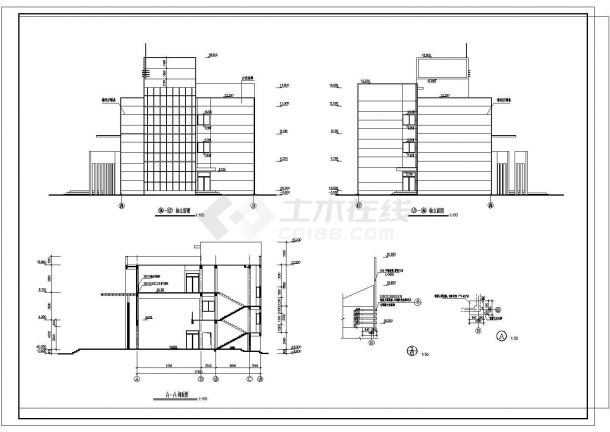 某2570平方米独栋办公楼建筑设计CAD施工图（共11张）-图一