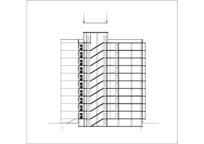 某半地下室地上10层钢框架住宅CAD完整详细剖面图_图1