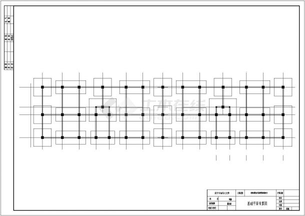 某沈阳体院住宅楼框架住宅楼设计CAD基础平面布置图-图一