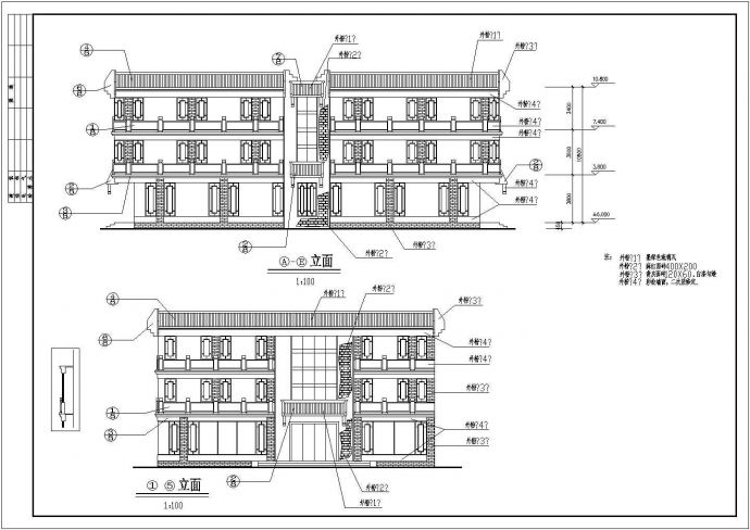 某西安古建营业厅CAD设计构造建筑施工图_图1