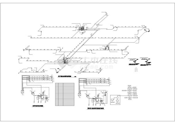北京某大型商城地下停车库全套平面给排水设计CAD图纸-图二