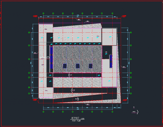 某长51米 宽51米 3层2609.2平米展览展馆CAD初步设计方案图屋顶平面图_图1