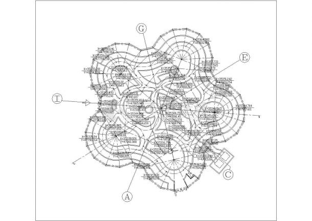 某华南植物园奇花道路CAD设计完整定位图-图一