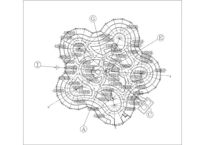 某华南植物园奇花道路CAD设计完整定位图_图1