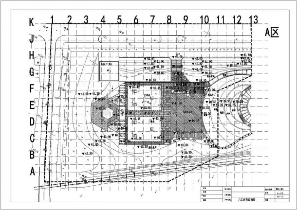 某镇游园CAD详细构造设计高程控制图-图一