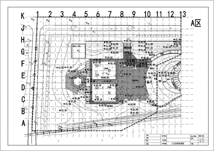 某镇游园CAD详细构造设计高程控制图_图1