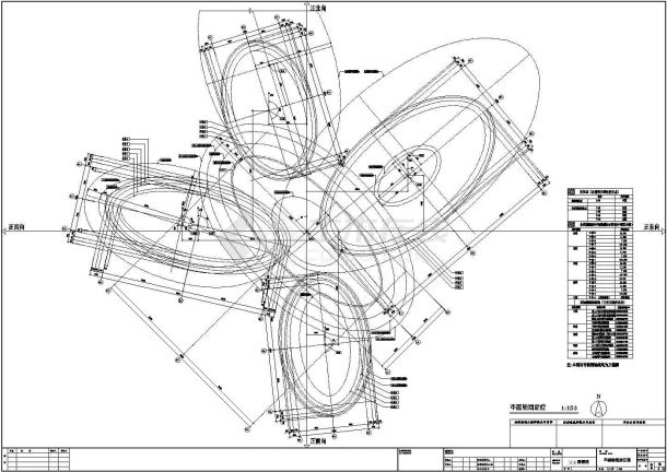 某3层博物馆CAD详细节点完整施工图平面轴线定位图-图一