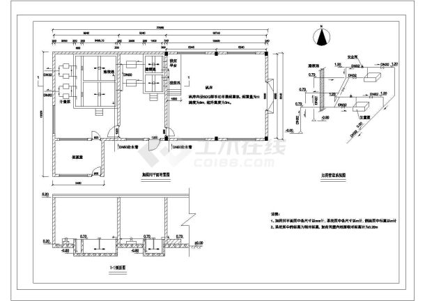 [江苏]自来水厂工艺CAD大样给排水设计加药间-图一