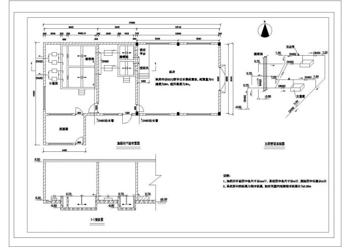 [江苏]自来水厂工艺CAD大样给排水设计加药间_图1