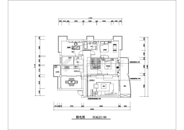 杭州某新建小区115平米户型全套电路设计CAD图纸-图二