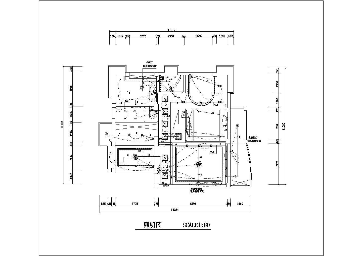 杭州某新建小区115平米户型全套电路设计CAD图纸