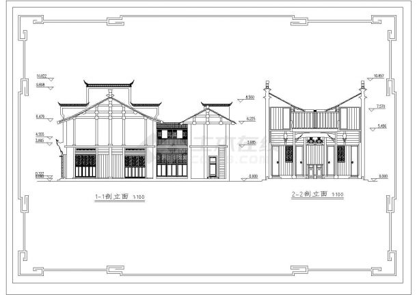 某安徽培德堂二层徽派民居古建筑CAD设计图纸-图二