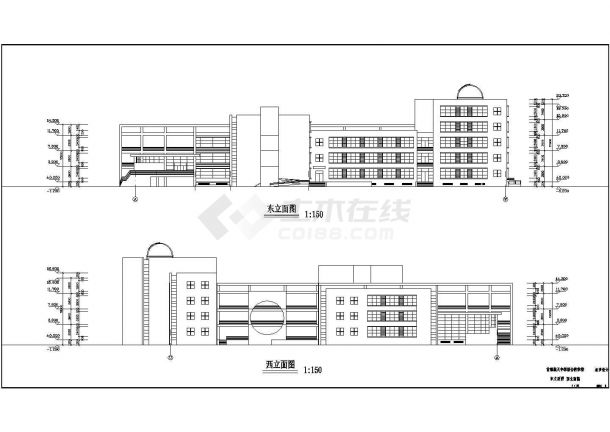 某重点高中综合教学楼CAD框架结构设计图纸-图一