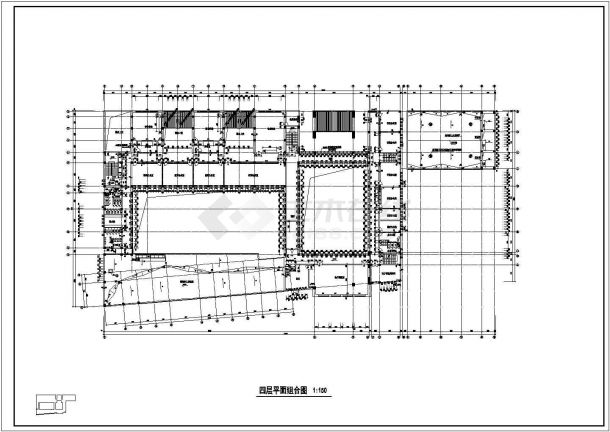 教学楼设计_某小学四层教学楼平面CAD图-图一