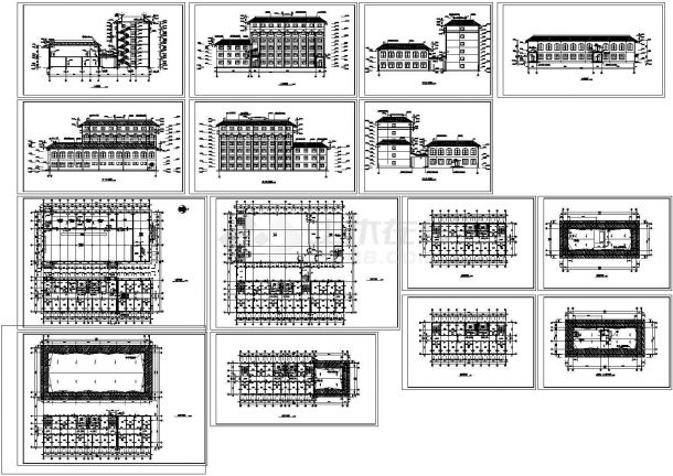 深圳某高中食堂与学生公寓楼建筑工程设计cad图（含大样、平立剖）-图一