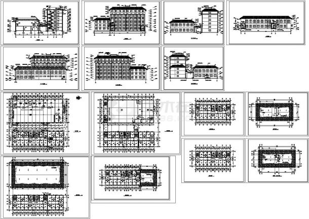 深圳某高中食堂与学生公寓楼建筑工程设计cad图（含大样、平立剖）-图二