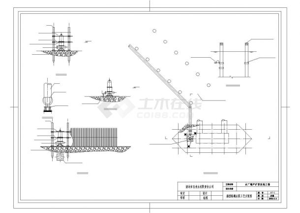 广东某自来水厂增产扩容船型格栅水泵工艺图CAD给排水构造图-图一