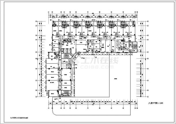 某十三层医院建筑方案CAD图纸-图二