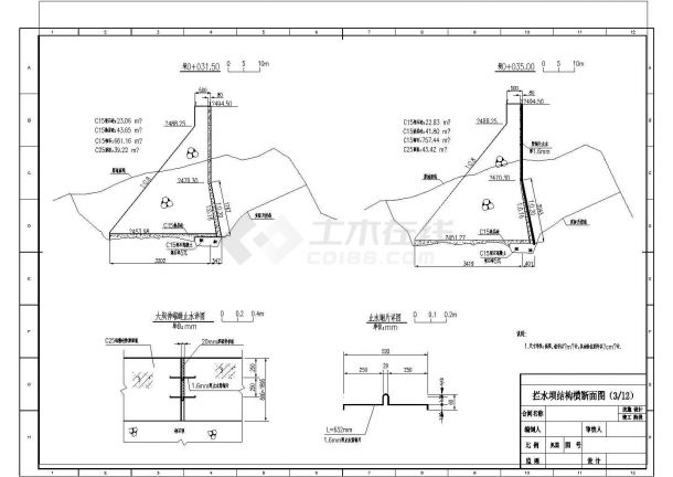 [四川]城镇供水拦河坝工程设计cad施工图-图一