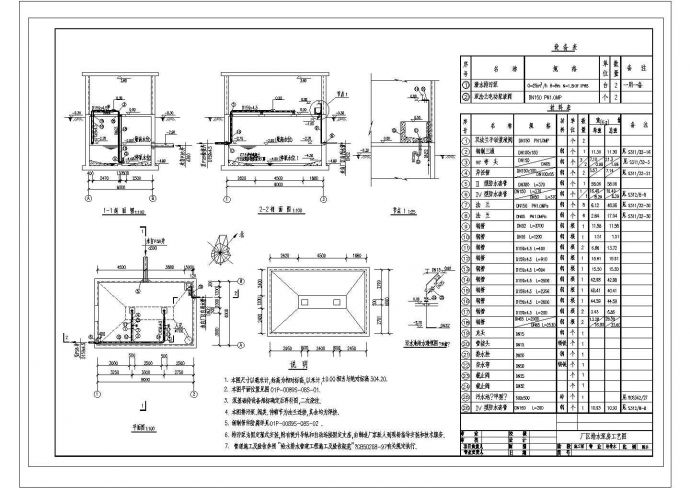 某厂区排水泵房CAD大样环保设计工艺图_图1