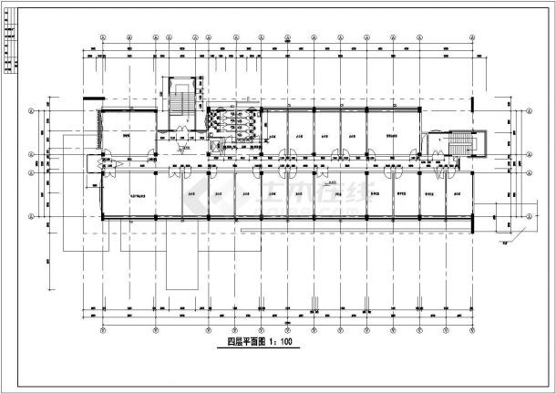 行政楼设计_某学院四层行政办公楼平面CAD图-图二