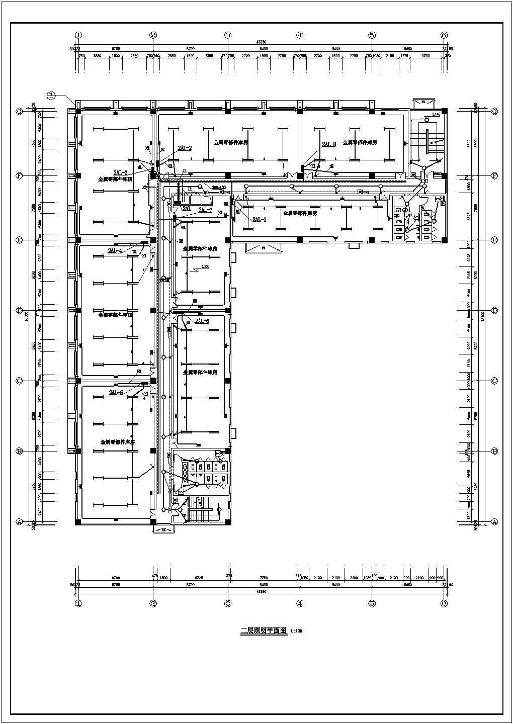 1279平方米某五层办公楼电气cad施工图