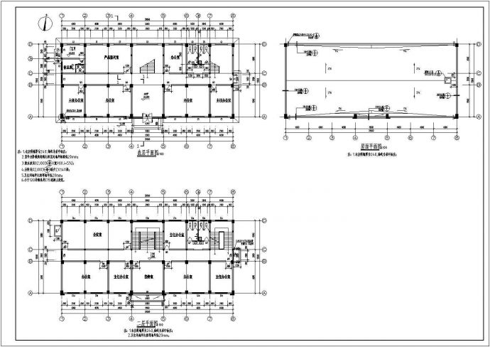 2340平方米五层办公楼建筑全套CAD设计图_图1