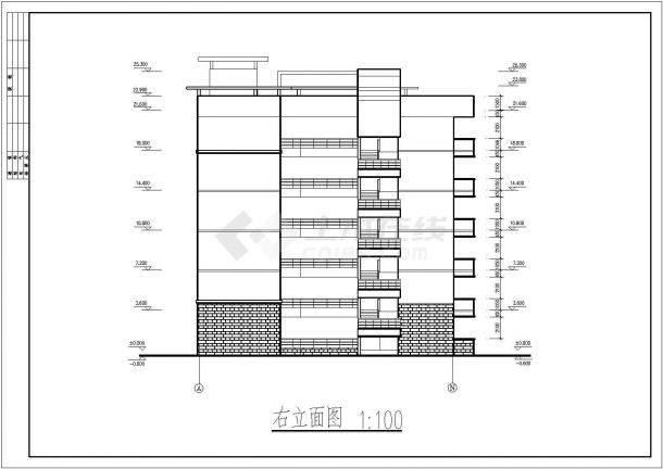 教学楼设计_某中学高中六层教学楼建筑施工CAD图-图二