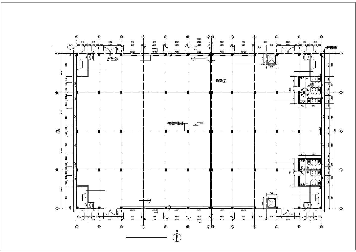 某二层车间建筑施工CAD图纸（共6张）