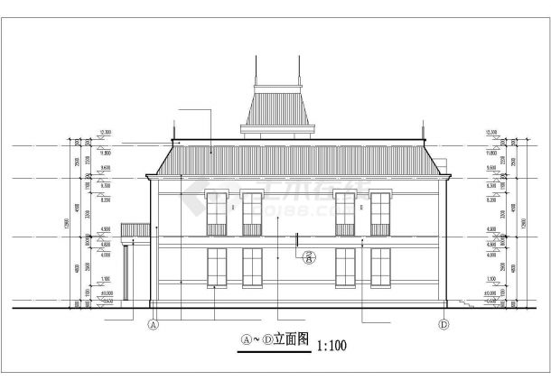 某二层会所建筑设计施工CAD图（共6张）-图二