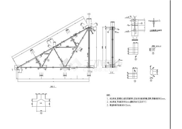 某平改坡钢结构屋面节点CAD大样构造详图-图一