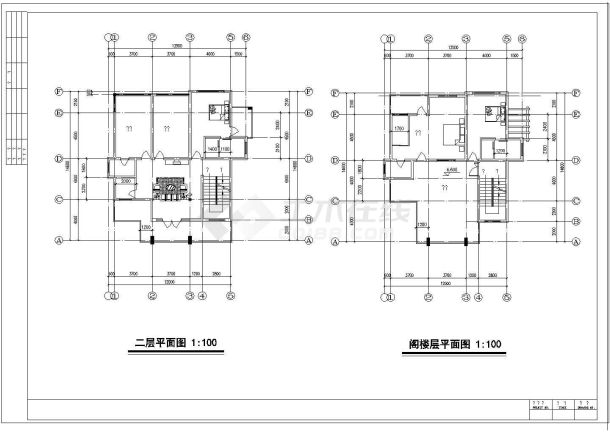 某四层11.4×14.6经典别墅CAD建筑设计施工图-图二