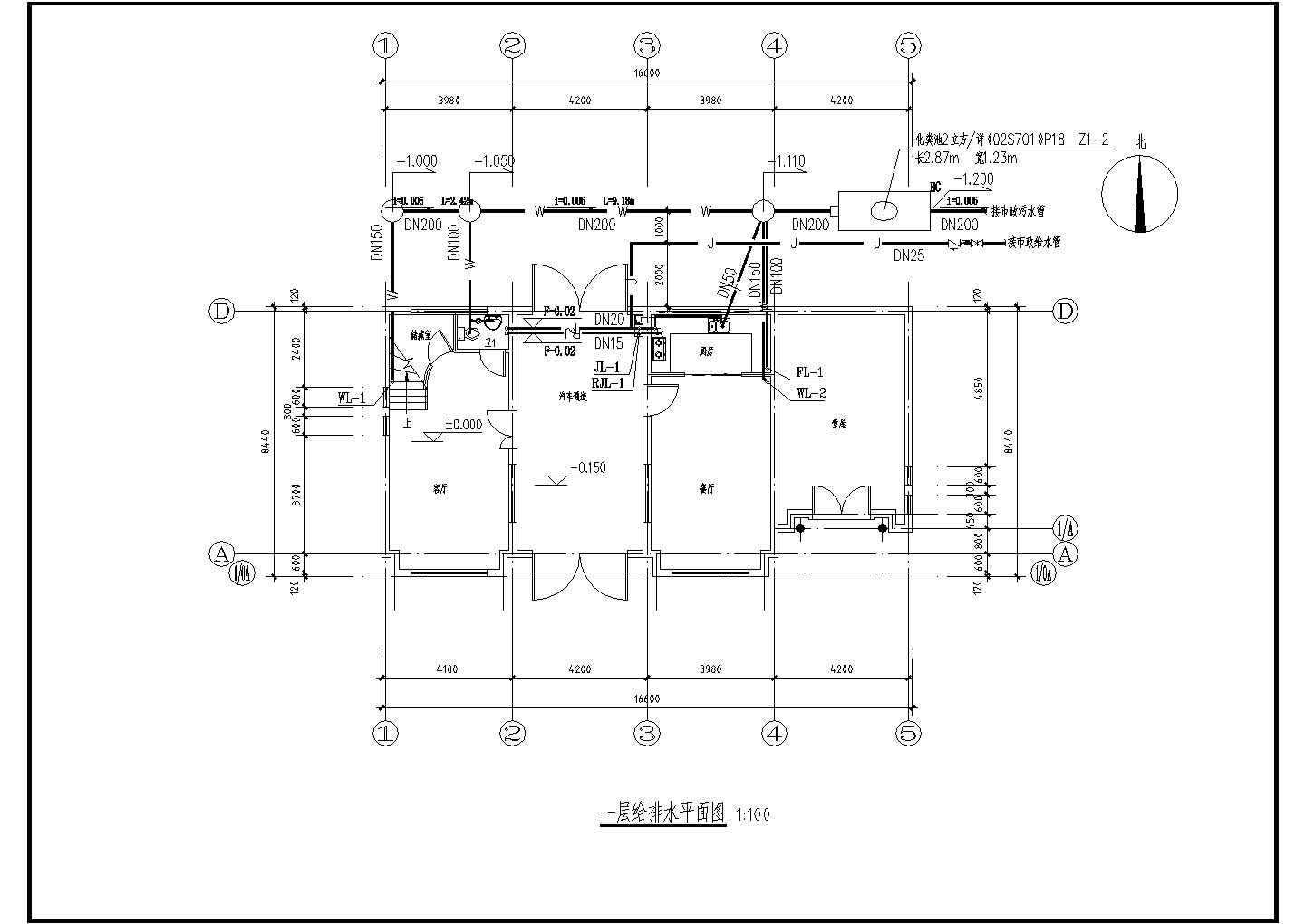 某二层欧式别墅CAD给排水设计大样施工图
