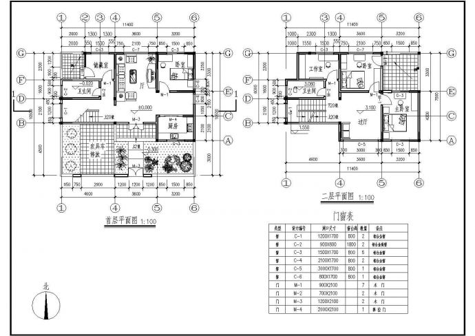 某二层CAD11.40×10.50建筑结构设计完整全套施工图纸_图1