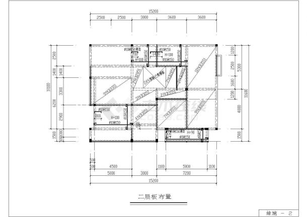 某二层乡村别墅CAD15.20×10.10建筑结构设计大样图-图一