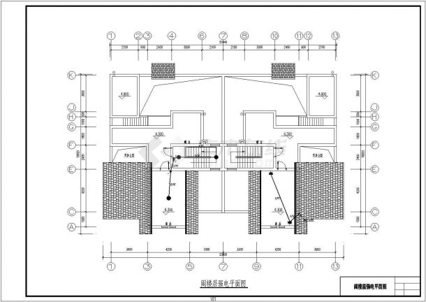 某二层乡村22.44×15.27双拼别墅CAD电气设计施工完整图纸-图二